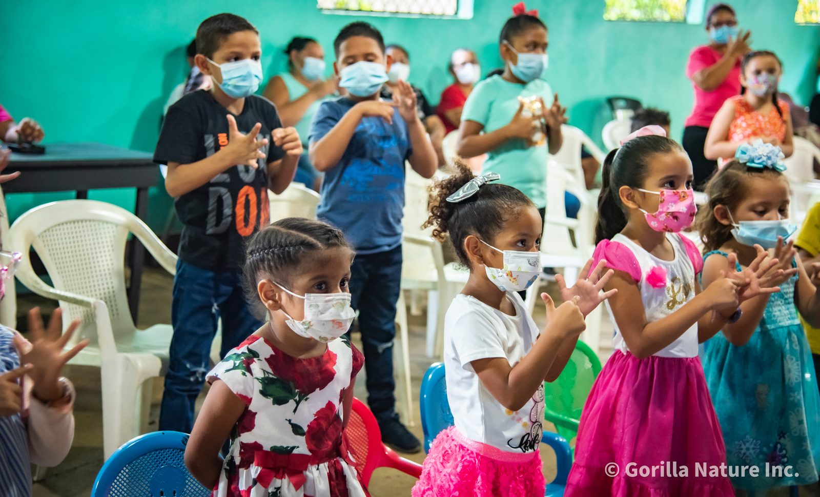 Children at a community gathering