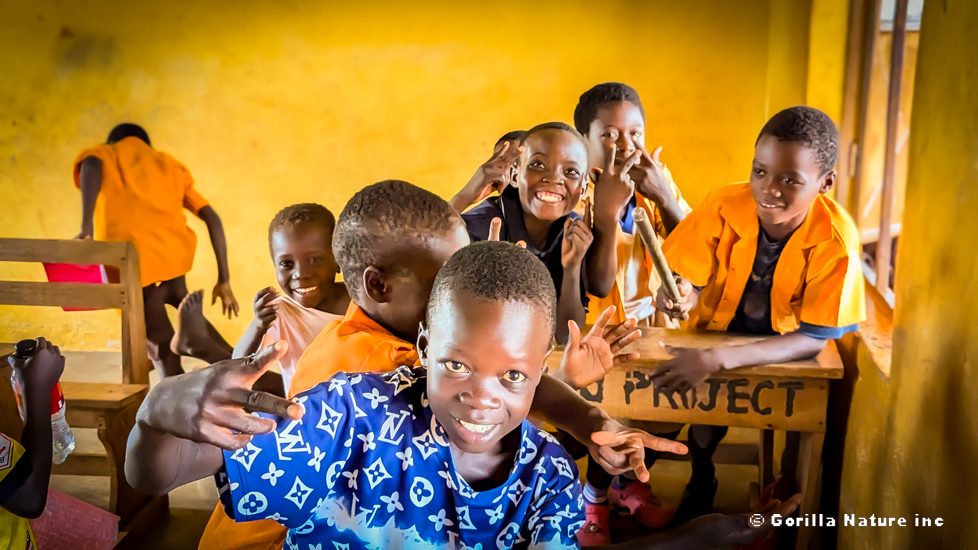 Children celebrating in a classroom